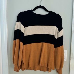 Dress Forum Mustard Gold/Black/White Stripe Sweater - Small